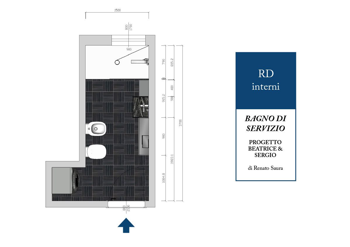 pianta bagno doccia arredato torino